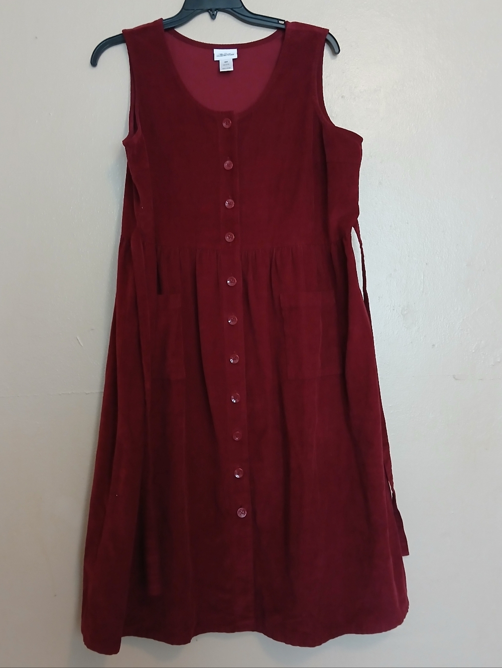 Vermont Country Store Dress XL Petite Corduroy Midi Belted Shirt Retro